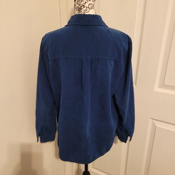 Notations‎ blue suede button up shirt - Picture 3 of 5